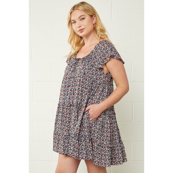 Entro Micro Floral Tiered Dress - Picture 2 of 6